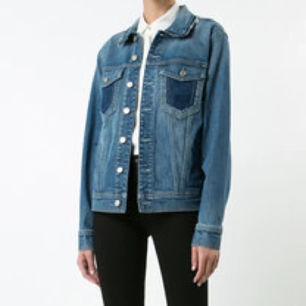 7 For All Mankind Raw Edge Collar Denim Jacket NWT - Picture 3 of 8
